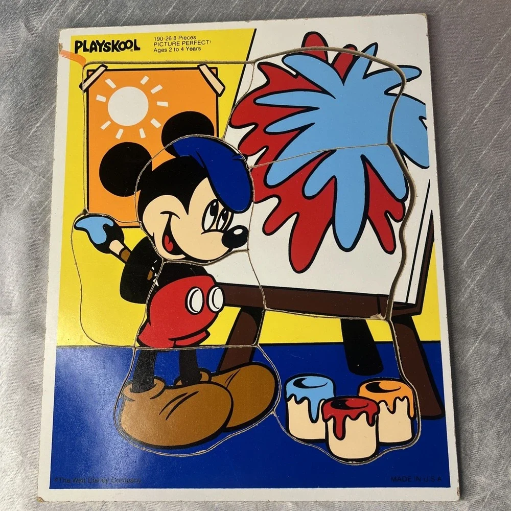 Vintage- Lot 4 Disney /Playskool Wooden Puzzles Mickey, Thomas The Train/ Pluto